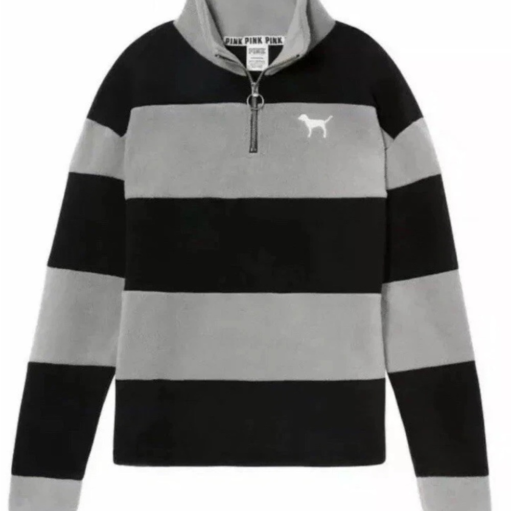 PINK Victoria's Secret Black and Gray Striped Sweater